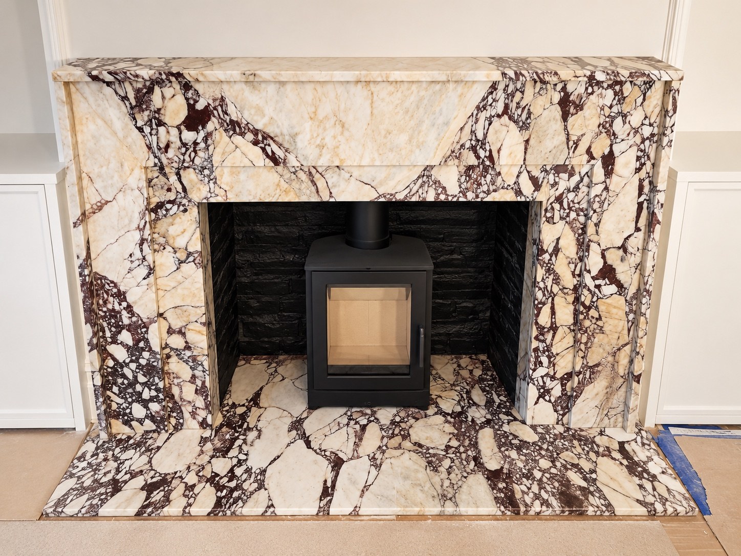 Feature stone fireplace surround